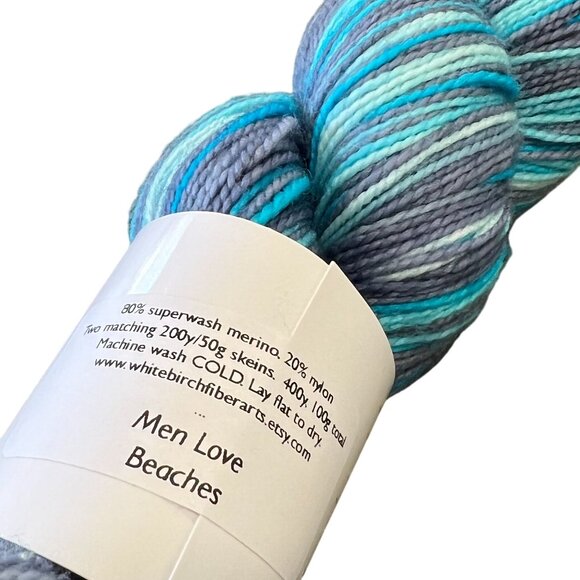 White Birch Fiber Arts Men Love Beaches Yarn 80% Superwash Merino 20% Nylon - Picture 2 of 3